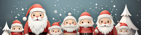 Merry Christmas and happy new year greeting card with cute Santa Claus collection. Holiday cartoon characters setの素材