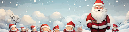 Merry Christmas and happy new year greeting card with cute Santa Claus collection. Holiday cartoon characters setの素材