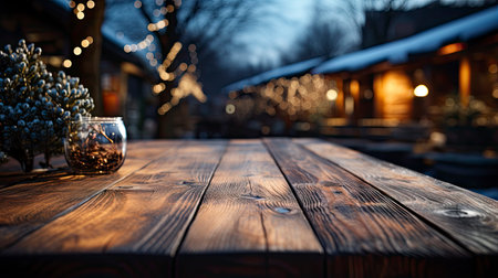 3D podium display, Christmas tree background for product. Nature Christmas beige backdrop with wood stand. Wooden realistic showcase pedestalの素材