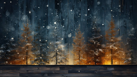 3D podium display, Christmas tree background for product. Nature Christmas beige backdrop with wood stand. Wooden realistic showcase pedestalの素材