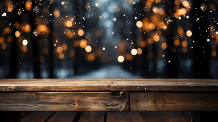 3D podium display, Christmas tree background for product. Nature Christmas beige backdrop with wood stand. Wooden realistic showcase pedestalの素材