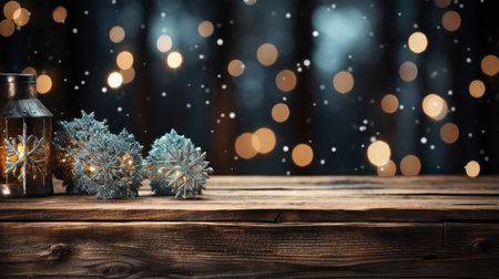 3D podium display, Christmas tree background for product. Nature Christmas beige backdrop with wood stand. Wooden realistic showcase pedestalの素材