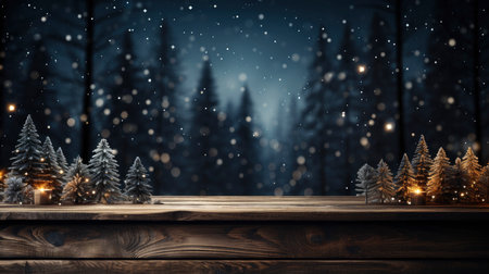 3D podium display, Christmas tree background for product. Nature Christmas beige backdrop with wood stand. Wooden realistic showcase pedestalの素材