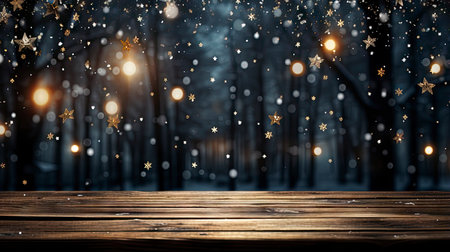 3D podium display, Christmas tree background for product. Nature Christmas beige backdrop with wood stand. Wooden realistic showcase pedestalの素材