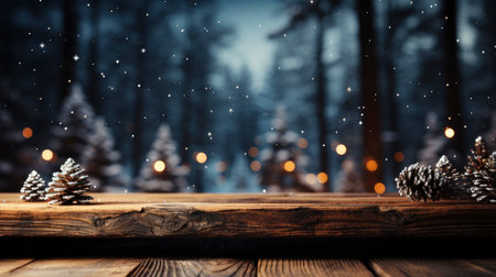 3D podium display, Christmas tree background for product. Nature Christmas beige backdrop with wood stand. Wooden realistic showcase pedestalの素材