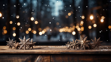 3D podium display, Christmas tree background for product. Nature Christmas beige backdrop with wood stand. Wooden realistic showcase pedestalの素材