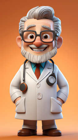 Animated doctor character in a lab coatの素材