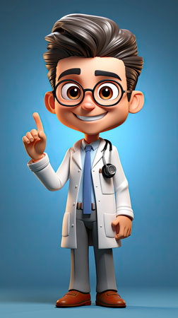 Animated doctor character in a lab coatの素材
