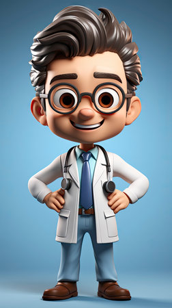 Animated doctor character in a lab coatの素材