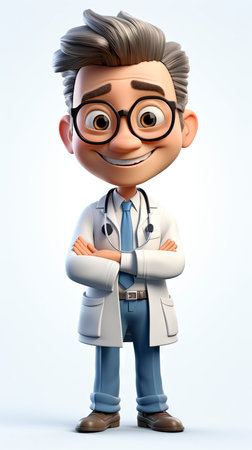 Animated doctor character in a lab coatの素材