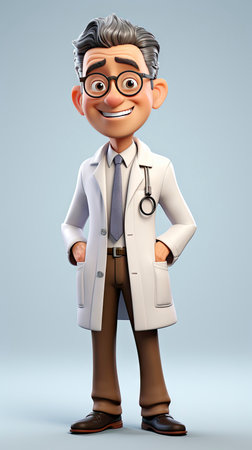 Animated doctor character in a lab coatの素材