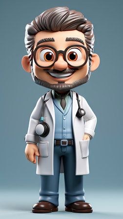 Animated doctor character in a lab coatの素材