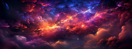 Modern Futuristic Sci-Fi Purple Blue Neon Lights On Abstract Constructionの素材