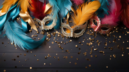 Ornate carnival mask with elaborate floral patternsの素材