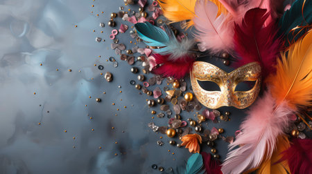 Ornate carnival mask with elaborate floral patternsの素材