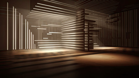 Interplay of Light and Shadow in a Modern Minimalist Roomの素材