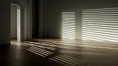 Interplay of Light and Shadow in a Modern Minimalist Roomの素材