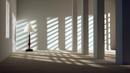 Interplay of Light and Shadow in a Modern Minimalist Roomの素材
