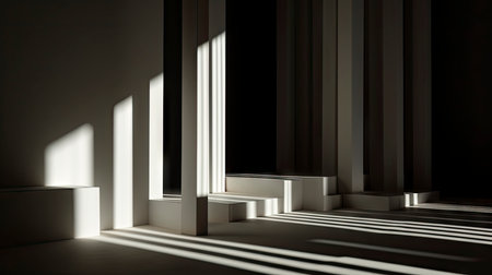 Interplay of Light and Shadow in a Modern Minimalist Roomの素材