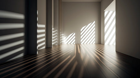 Interplay of Light and Shadow in a Modern Minimalist Roomの素材
