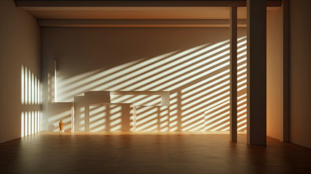 Interplay of Light and Shadow in a Modern Minimalist Roomの素材