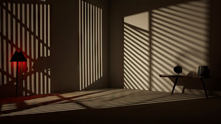 Interplay of Light and Shadow in a Modern Minimalist Roomの素材