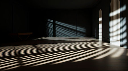 Interplay of Light and Shadow in a Modern Minimalist Roomの素材