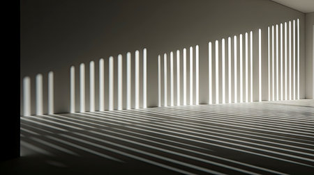 Interplay of Light and Shadow in a Modern Minimalist Roomの素材