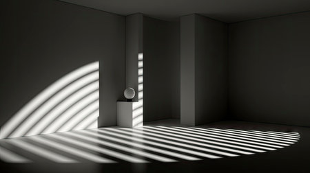 Interplay of Light and Shadow in a Modern Minimalist Roomの素材