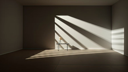 Interplay of Light and Shadow in a Modern Minimalist Roomの素材
