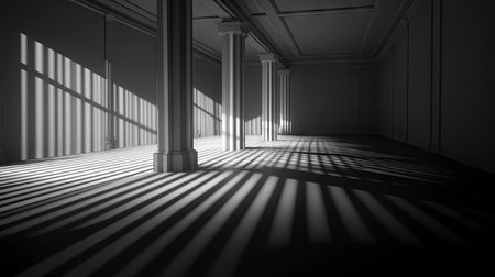 Interplay of Light and Shadow in a Modern Minimalist Roomの素材