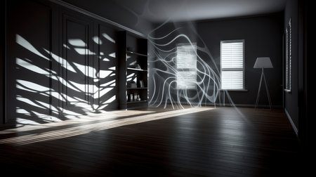 Interplay of Light and Shadow in a Modern Minimalist Roomの素材