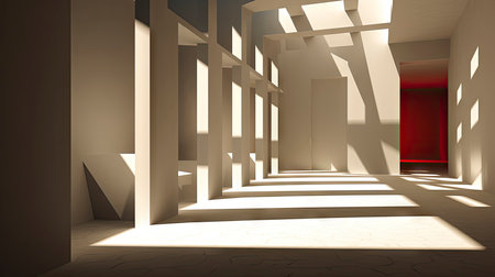 Interplay of Light and Shadow in a Modern Minimalist Roomの素材