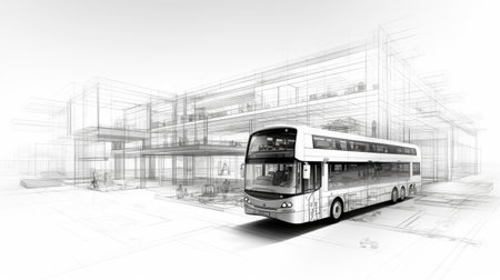 Architectural Blueprint of a Multi-Level Building in Progressの素材