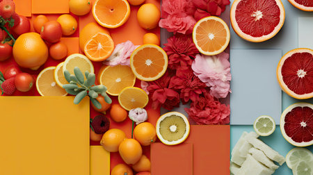 Vibrant Pink and Yellow Collage: Fashion, Fruit, and Minimalismの素材
