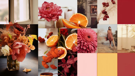 Pumpkins and Flowers with Spices on Earth Tone Backdropの素材