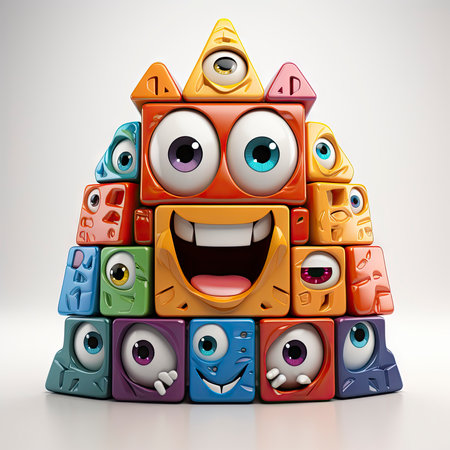 Vibrant Cartoon Creature Smiling Widelyの素材