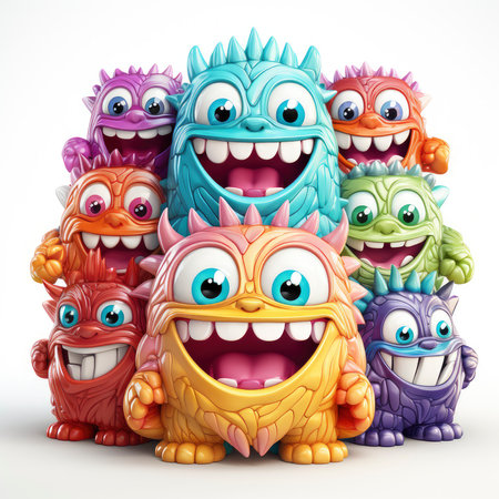 Vibrant Cartoon Creature Smiling Widelyの素材