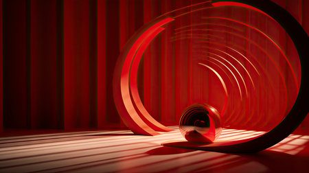 Minimalist Modern Room with Arch Doorway and Circular Artの素材