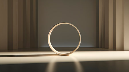 Minimalist Modern Room with Arch Doorway and Circular Artの素材