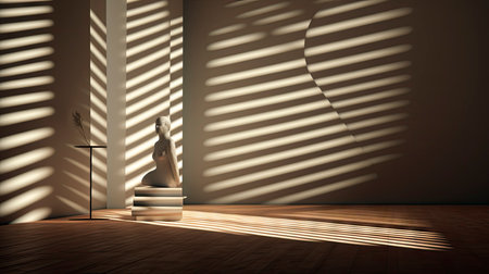 Sunlight Casting Elegant Shadows in a Modern Roomの素材