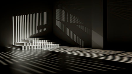 Sunlight Casting Elegant Shadows in a Modern Roomの素材