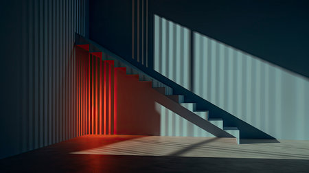 Sunlight Casting Elegant Shadows in a Modern Roomの素材