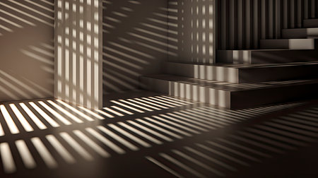 Sunlight Casting Elegant Shadows in a Modern Roomの素材