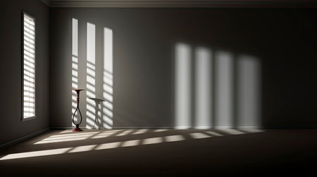 Sunlight Casting Elegant Shadows in a Modern Roomの素材