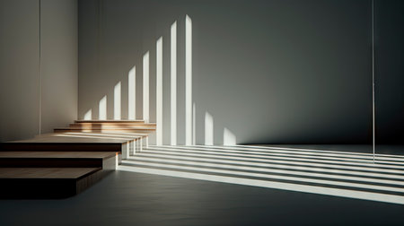 Sunlight Casting Elegant Shadows in a Modern Roomの素材