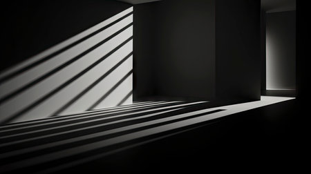 Sunlight Casting Elegant Shadows in a Modern Roomの素材