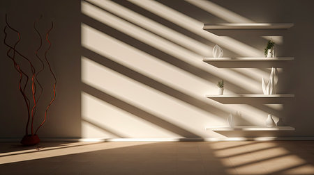 Sunlight Casting Elegant Shadows in a Modern Roomの素材