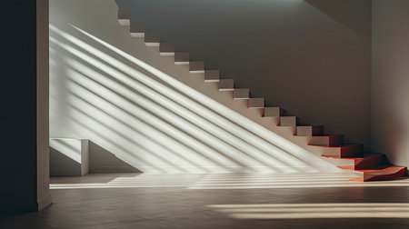 Sunlight Casting Elegant Shadows in a Modern Roomの素材