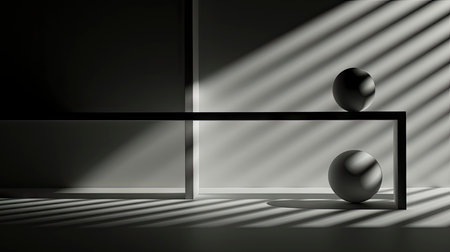 Sunlight Casting Elegant Shadows in a Modern Roomの素材